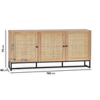 Large Oak Sideboard with Rattan Doors Modern Storage Cabinet for Stylish UK Homes