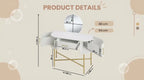 Product dimensions displayed on a beige background with measurement details.