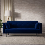 Navy Velvet Click Clack Sofa Bed 3 Seater  Modern Space-Saving Sofa UK
