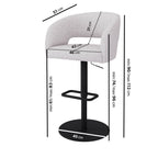 Curved Boucle Bar Stool in Beige – Runa Adjustable Swivel Breakfast Stool for Kitchen Islands