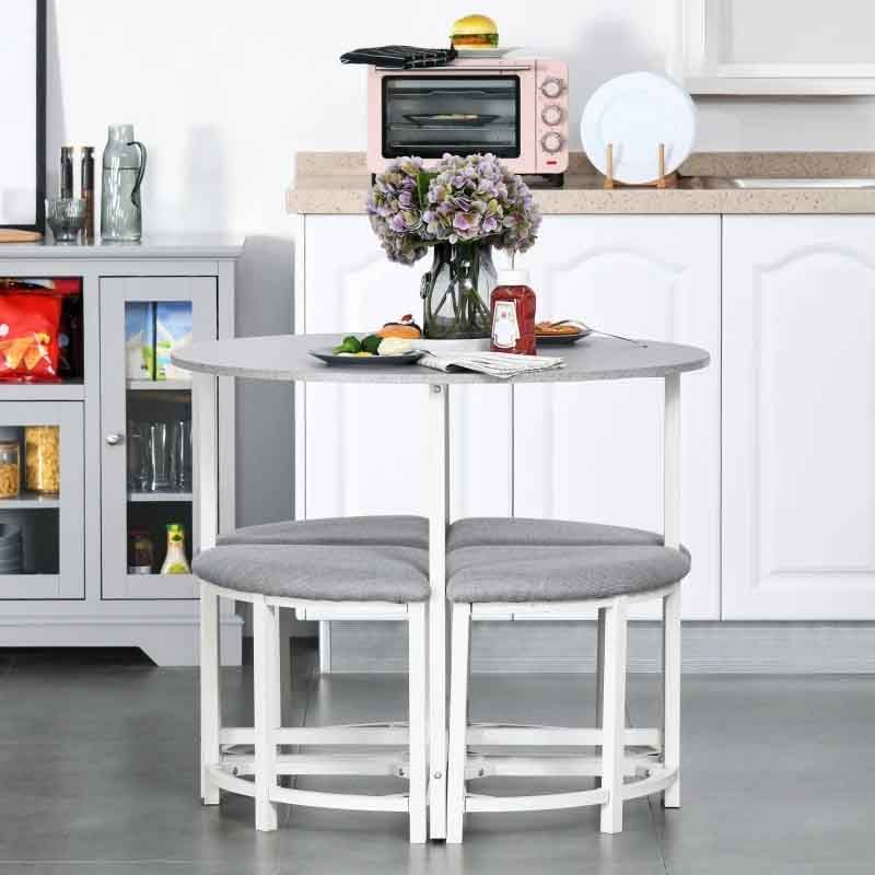 Small round table with stools in a kitchen setting