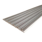 Strip of gray and beige patterned material on a white background
