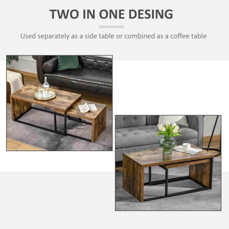 Two-in-one coffee table with sofa in the background