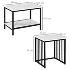 Two small tables with dimensions labeled on a white background