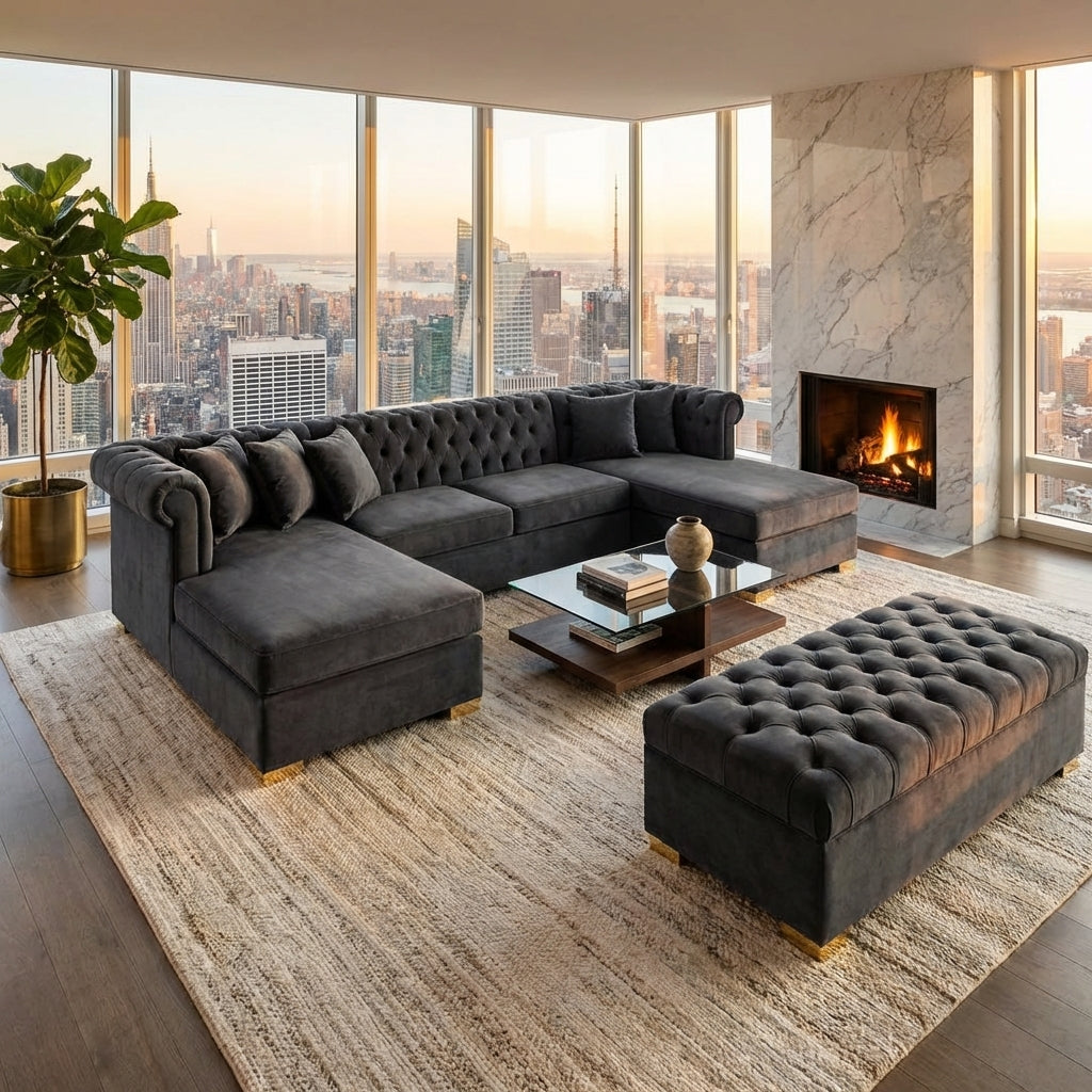 U Shape sofa in grey colour 