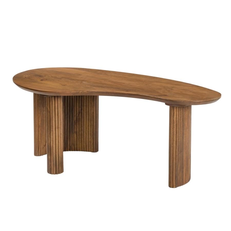 Wooden curved table on a white background