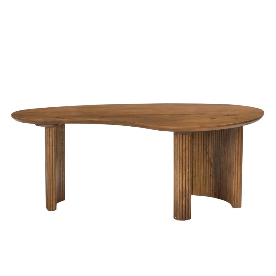 Wooden oval table on a white background