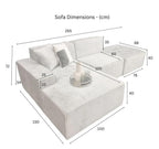 Modular Corner Sofa – Dark Grey Sectional Chaise with Stool 3-Seater Modular Sofa for Living Room or Small Spaces