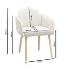 Beige Boucle Dining Chair Set of 2 – Armrest Dining Chairs – Upholstered Accent Chair – Modern Wooden Leg Dining Room Chairs