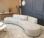 Miami Curved Boucle Sofa 3 Seater Modern Sculptural with Deep Seat Mid Century Style Curved Sofa for Living Room