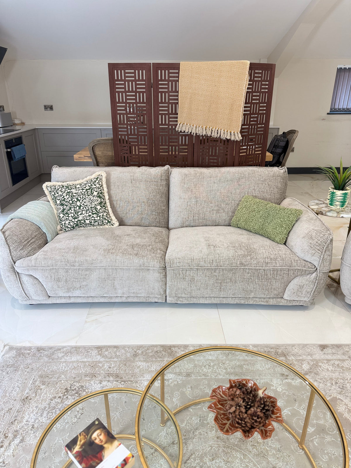 Angelo Beige 3 Seater Sofa – Modern Upholstered Sofa