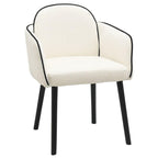 Beige Boucle Dining Chair Set of 2 – Armrest Dining Chairs – Upholstered Accent Chair – Modern Wooden Leg Dining Room Chairs