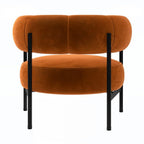 Romy Velvet Curved Armchair with Metal Legs – Recycled Velvet Lounge Accent Chair – Modern Upholstered Tub Chair – Living Room Seating