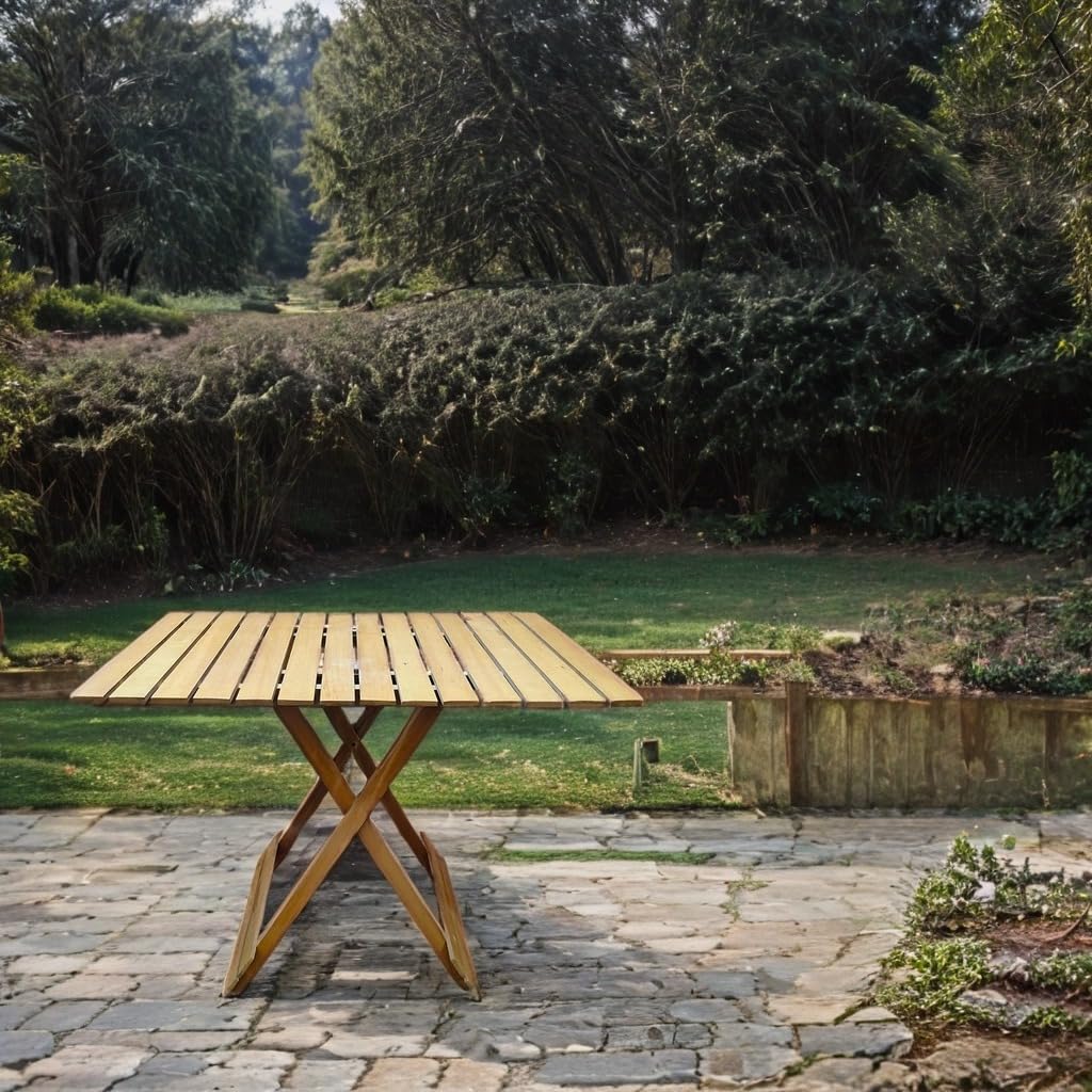Rectangular Beech Wood Folding Table – Indoor/Outdoor Dining Table, Space-Saving Design