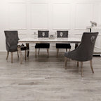 Louis Marble Dining Table – Modern Rectangular & Round Dining Room Table with Stainless Steel Base – Luxury Marble Top Dining Table for 4–6 People