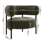 Romy Velvet Curved Armchair with Metal Legs – Recycled Velvet Lounge Accent Chair – Modern Upholstered Tub Chair – Living Room Seating