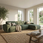Large Green Chenille Right-Hand Chaise Corner Sofa – Comfortable 4 Seater for Modern Living Rooms