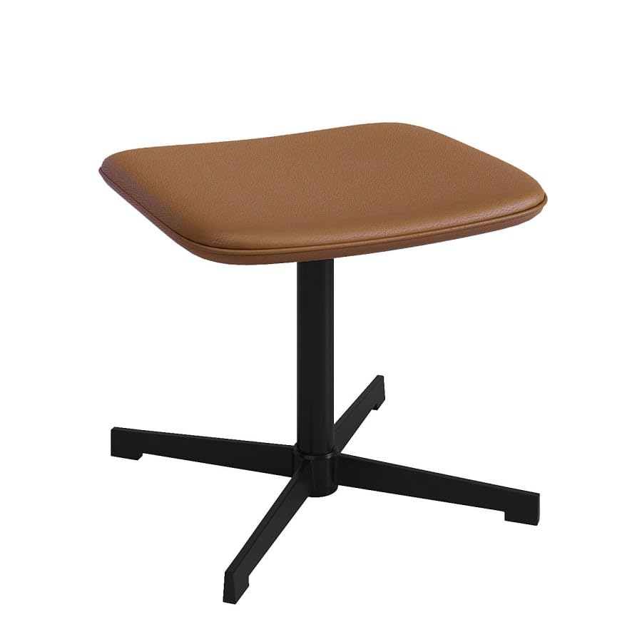 Luvon Mila Executive Swivel Reclining Office Chair – Faux Leather Accent Chair with Footstool – Tilt & 360° Rotation – Tan with Metal Base