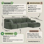 Large Green Chenille Right-Hand Chaise Corner Sofa – Comfortable 4 Seater for Modern Living Rooms