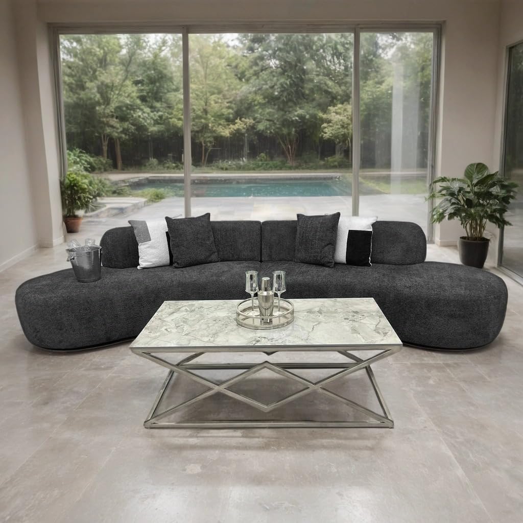 Miami Curved Boucle Sofa 3 Seater Modern Sculptural with Deep Seat Mid Century Style Curved Sofa for Living Room