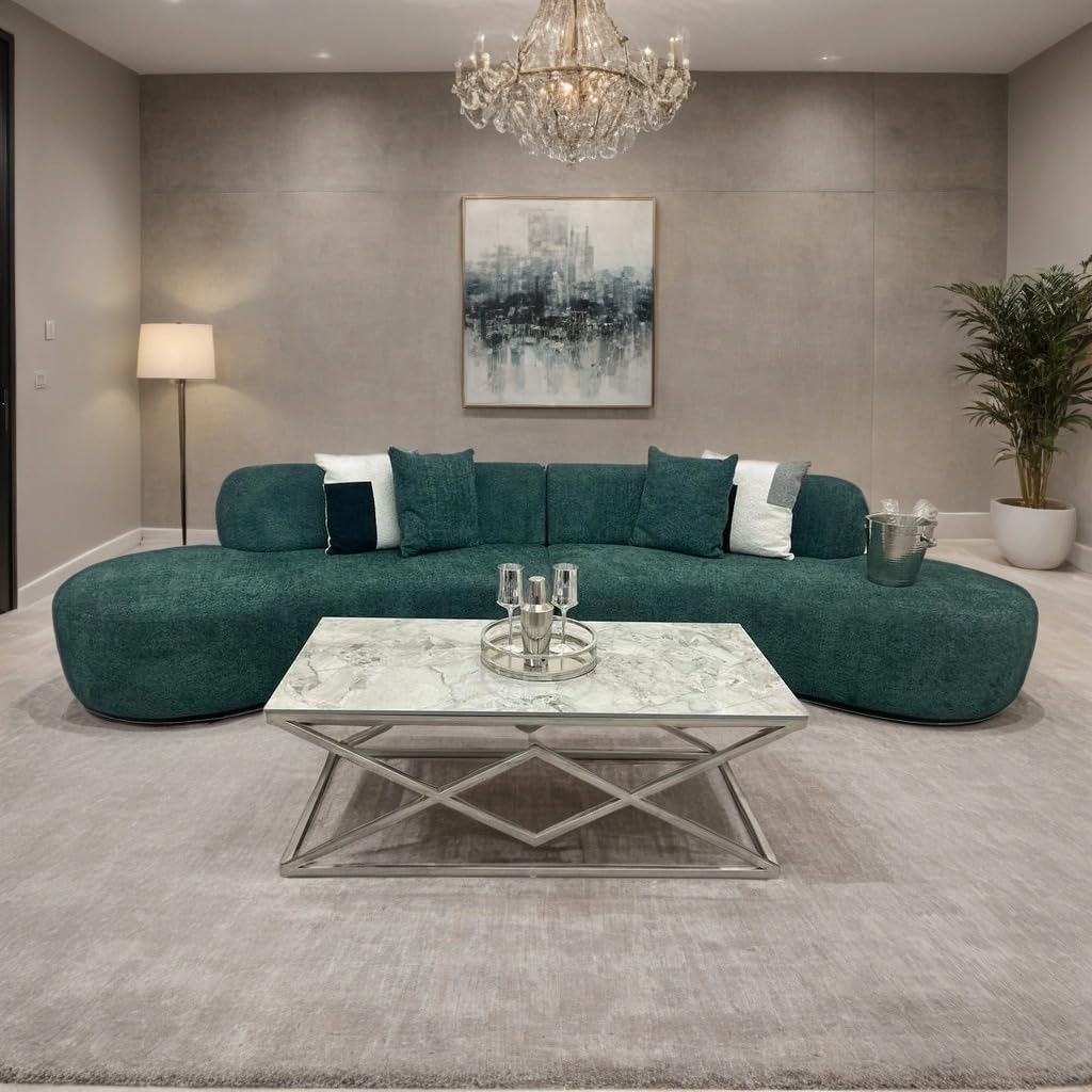 Miami Curved Boucle Sofa 3 Seater Modern Sculptural with Deep Seat Mid Century Style Curved Sofa for Living Room