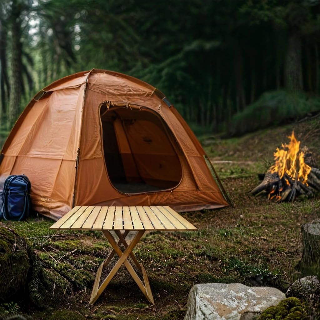 Rectangular Beech Wood Folding Table – Indoor/Outdoor Dining Table, Space-Saving Design