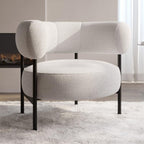 Romy Velvet Curved Armchair with Metal Legs – Recycled Velvet Lounge Accent Chair – Modern Upholstered Tub Chair – Living Room Seating