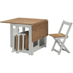 4 Seater Folding Dining Table and Chairs Set – Space Saving Drop Leaf Table – Compact Kitchen Table Set