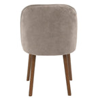 Beige Upholstered Dining Chairs Set – Soft Chenille Fabric – Curved Back Support – Solid Wood Legs – Modern Dining Room Chairs