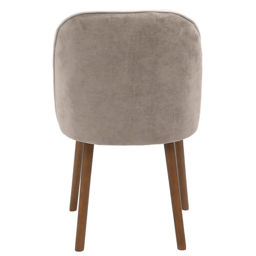 Beige Upholstered Dining Chairs Set – Soft Chenille Fabric – Curved Back Support – Solid Wood Legs – Modern Dining Room Chairs