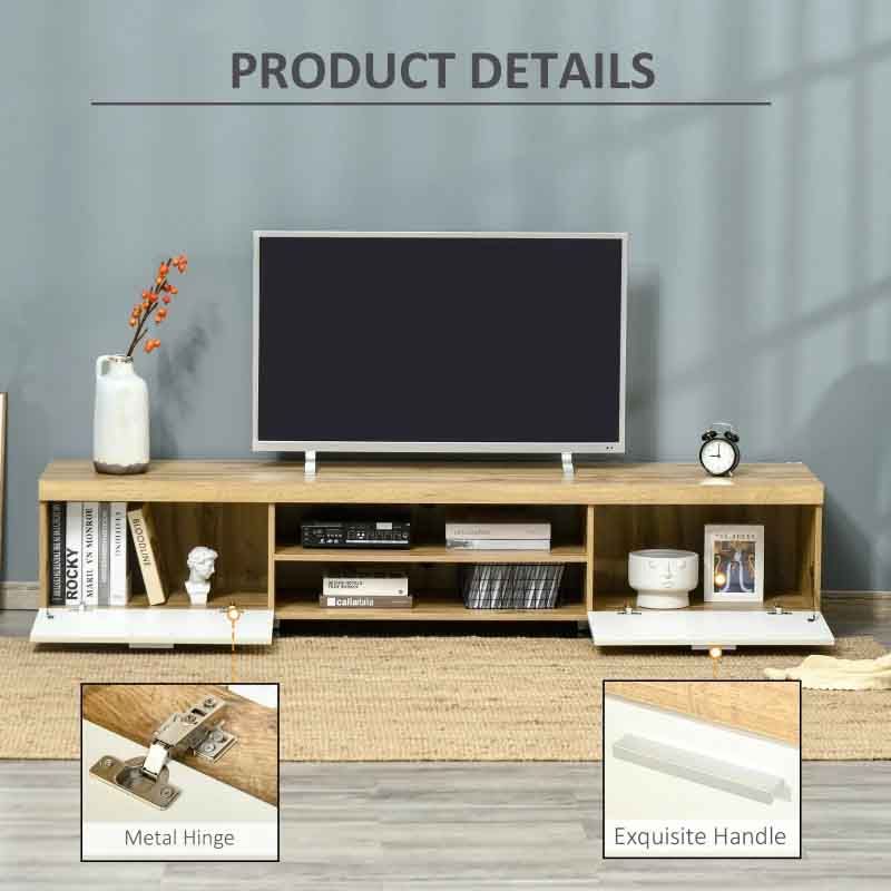 Oak and White Herringbone Pattern TV Unit – Modern Wooden Media Console for Living Room Storage