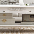 Two-Tier White Coffee Table  Modern Living Room Table with Storage Shelves