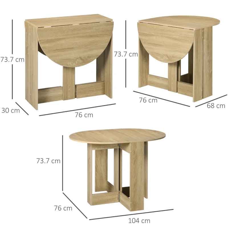 Space-Saving Folding Dining Table – Oak  Compact Modern Dining Furniture UK