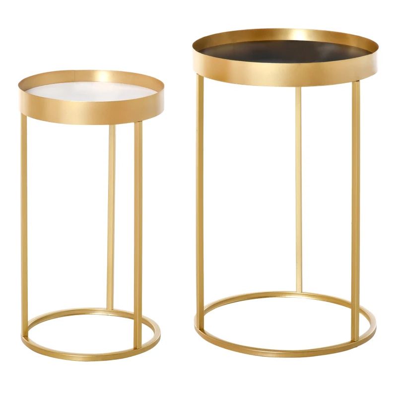 Nesting Coffee Tables with Embedded Tabletop – Set of 2 Gold | Modern Living Room Furniture UK