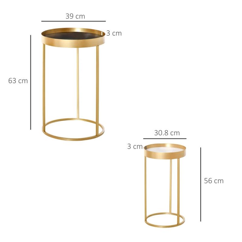 Nesting Coffee Tables with Embedded Tabletop – Set of 2 Gold | Modern Living Room Furniture UK