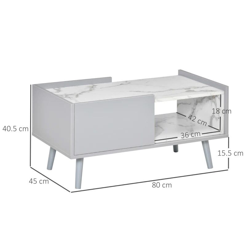 Two-Tone Grey & White Coffee Table with Storage  Modern Living Room Centre Table UK