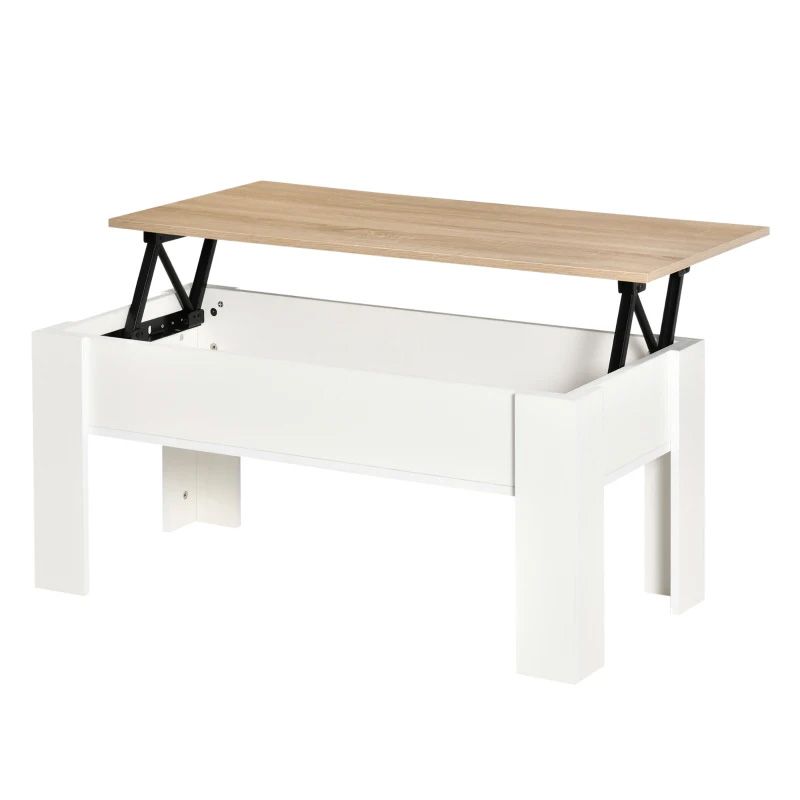 Lift Top Coffee Table with Storage – White & Oak | Modern Space-Saving Living Room Furniture UK
