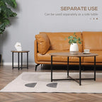 Industrial Round Nesting Coffee Table Set of 2 Rustic Brown  Modern Living Room Furniture UK