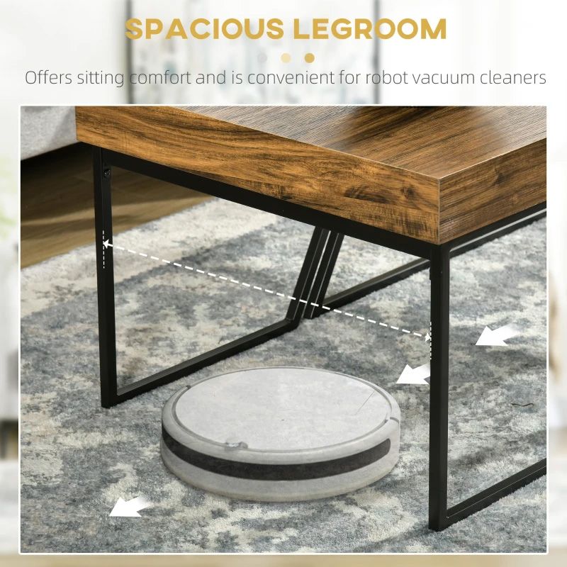 2 Piece Coffee Table Set – Rustic Brown & Black | Modern Industrial Living Room Furniture UK