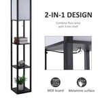 Black 3-Tier Floor Lamp with Storage Shelves – Modern Standing Lamp for Living Room or Bedroom Lighting