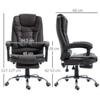 Brown Executive Office Chair with Footrest – Comfortable Reclining Leather Desk Chair for Home Office