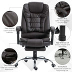 Brown Executive Office Chair with Footrest – Comfortable Reclining Leather Desk Chair for Home Office
