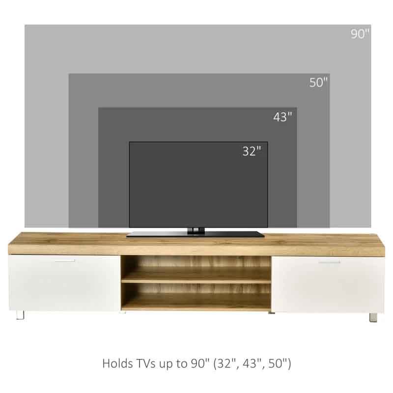 Oak and White Herringbone Pattern TV Unit – Modern Wooden Media Console for Living Room Storage
