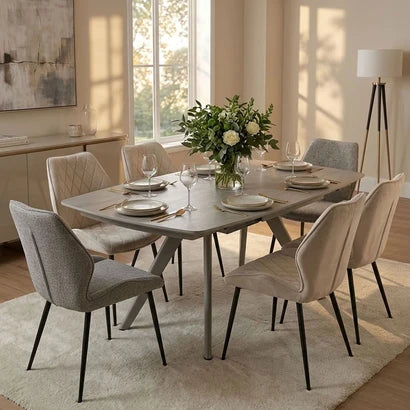 compact space saving extending grey marble top dining table 