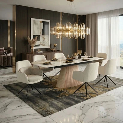extendable dining table sintered stone for 6 or 8 seats 