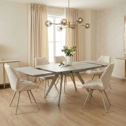 small space modern sintered stone grey extending dining table 4 to 6 person