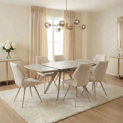 small space modern sintered stone grey extending dining table 4 to 6 person