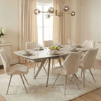 space saving modern sintered stone beige extending dining table 4 to 6 person