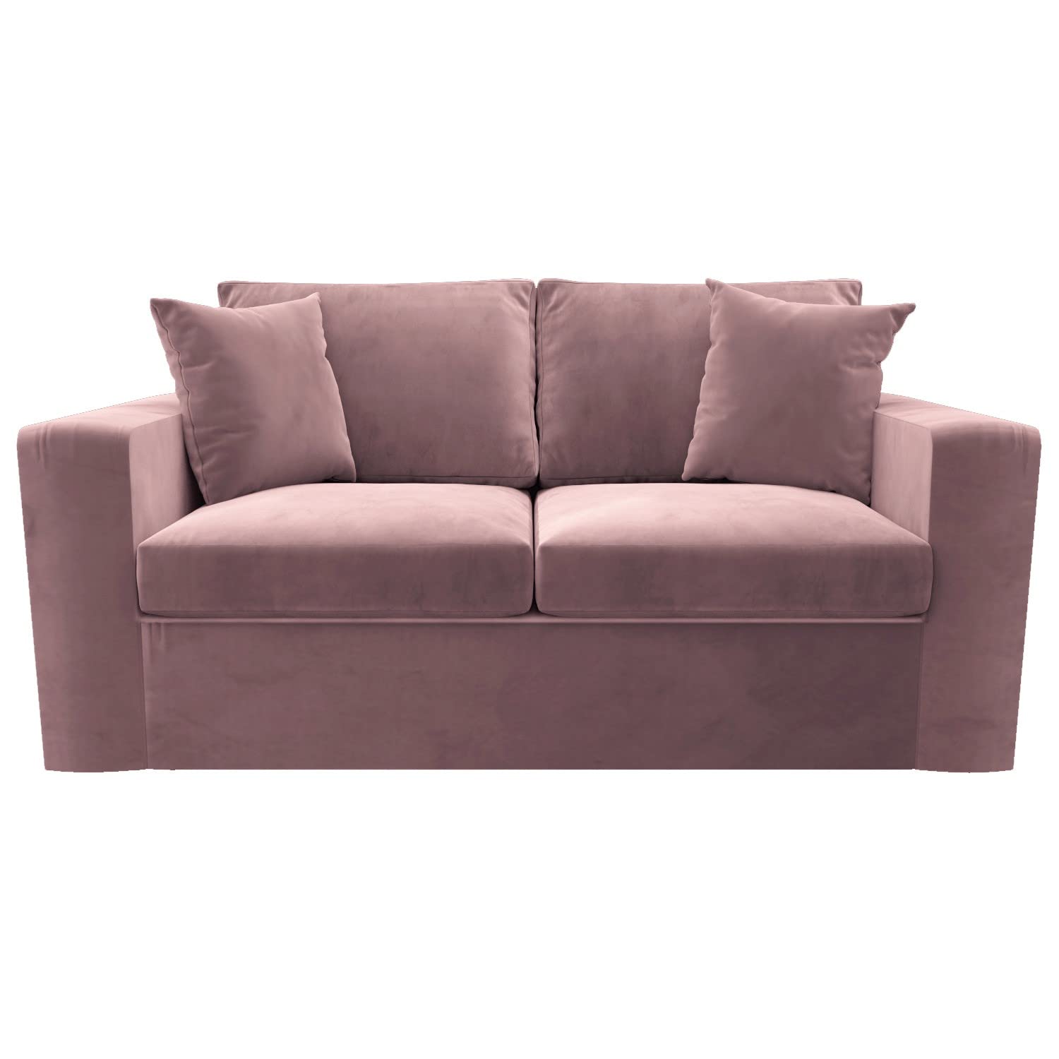 pink sofabed with two cushions on a white background