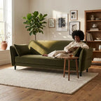 Khaki Green Velvet 3 Seater Click Clack Sofa Bed – Modern Convertible Sofa for Guests